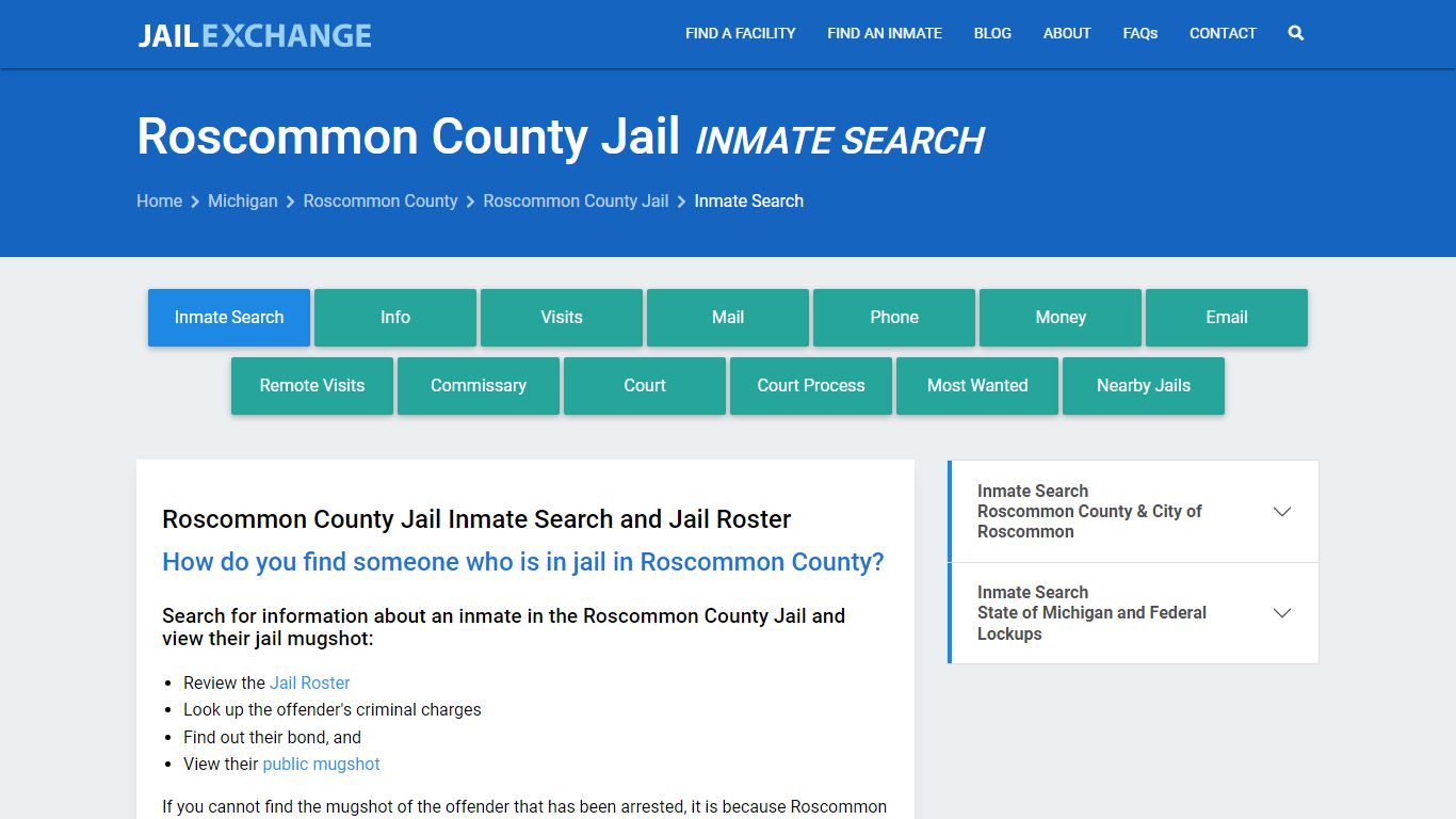 Inmate Search: Roster & Mugshots - Roscommon County Jail, MI